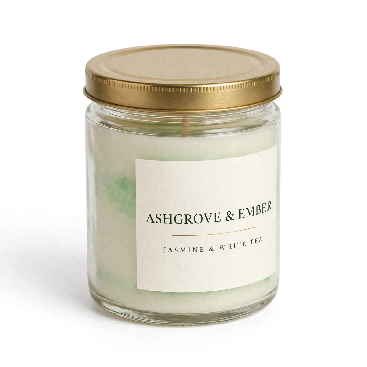 Ashgrove & Ember Jasmine & White Tea Scented Soy Candle, 8 oz