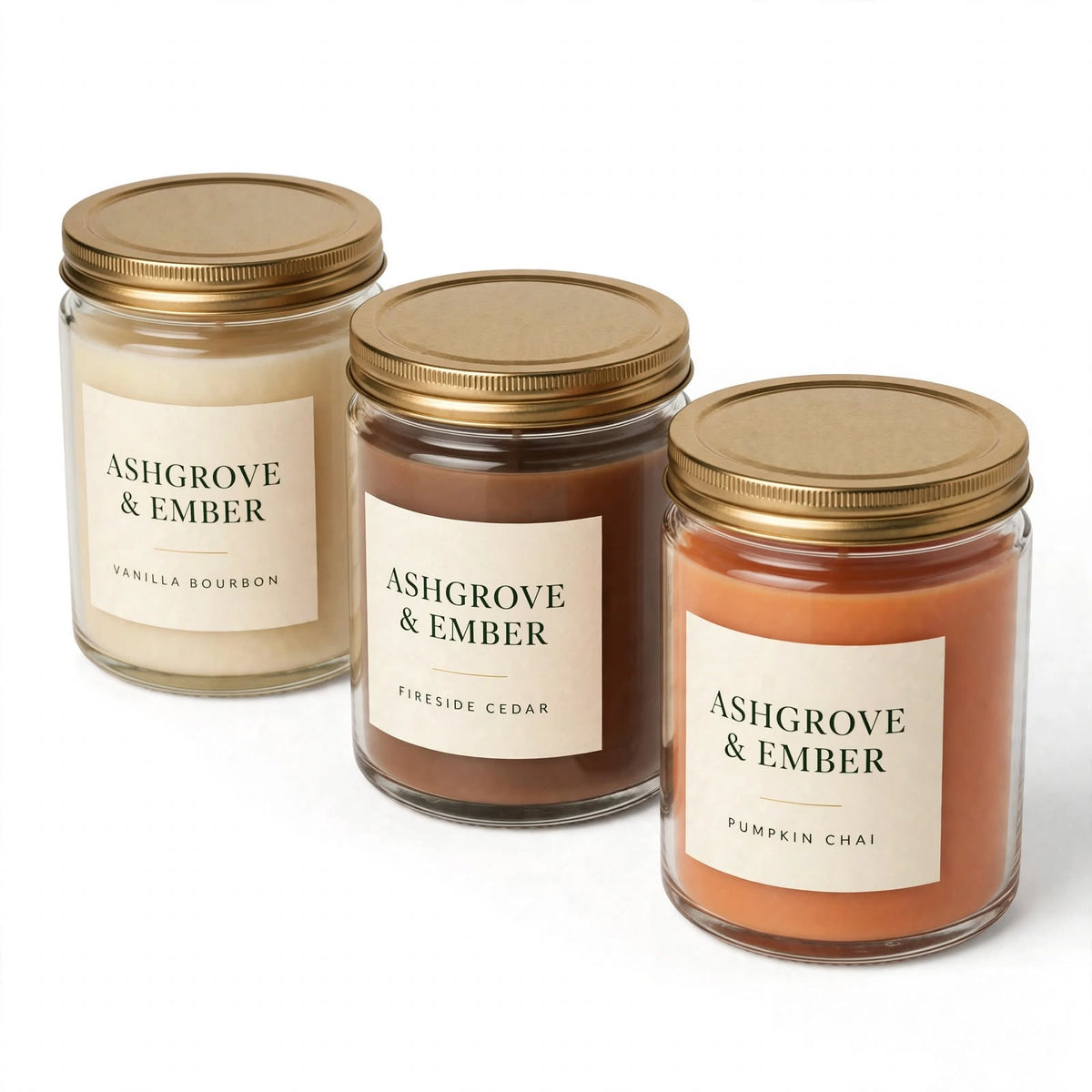 Ashgrove & Ember Scented Soy Candle Trio Gift Set, 3 x 8 oz