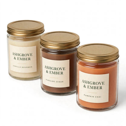 Ashgrove & Ember Scented Soy Candle Trio Gift Set, 3 x 8 oz