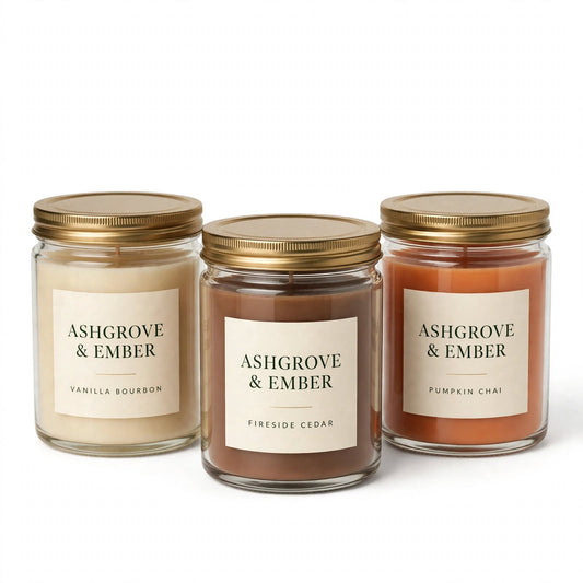 Ashgrove & Ember Scented Soy Candle Trio Gift Set, 3 x 8 oz
